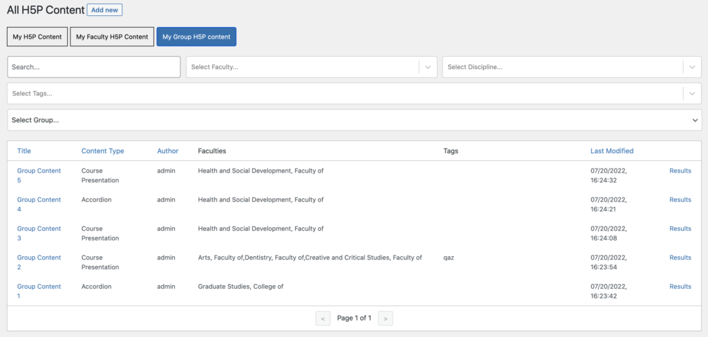 Adhoc group feature: manage group content